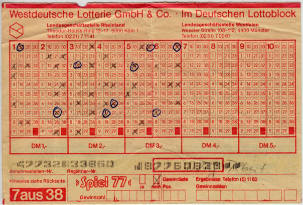 Lottoschein mit immerhin 2 x 2 Richtigen! 