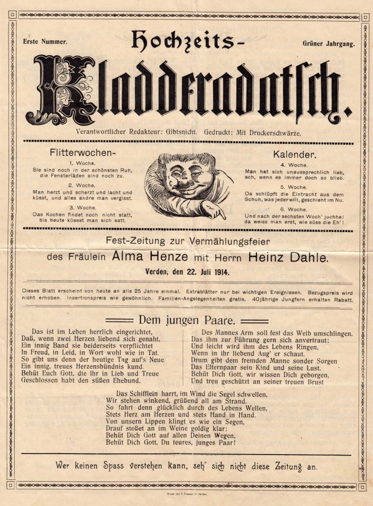 Hochzeits-Kladderadatsch von 1904 - Seite 1